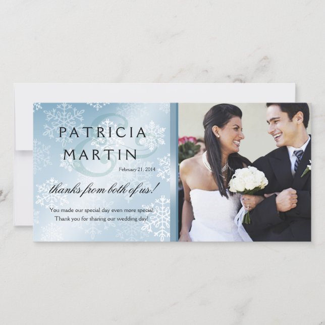 Snowy Winter Photo Thank You ice blue (Front)