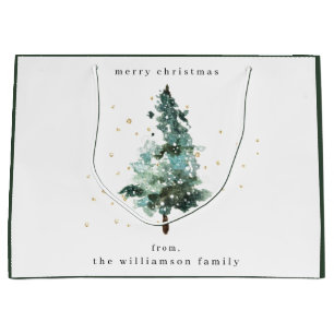 Snowy Winter Pine Tree Christmas Gift Bag