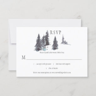 Snowy Winter Pine Trees Snow   RSVP Card