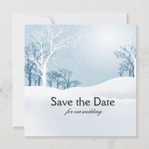 Snowy Winter Save the Date ice blue