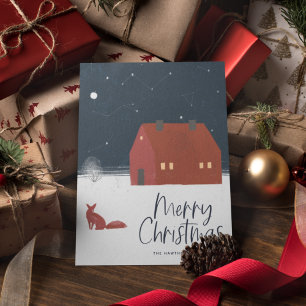 Snowy Winter Scene Christmas Holiday Card
