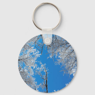 Snowy Winter Scene Key Ring
