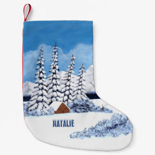 Snowy Winter Scene Small Christmas Stocking