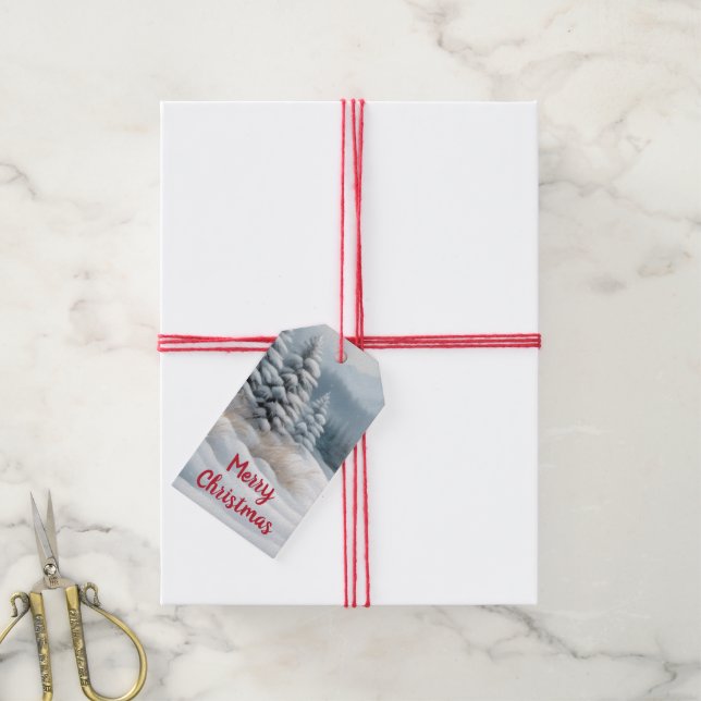 Snowy Winter Scenery Christmas  Gift Tags (With Twine)