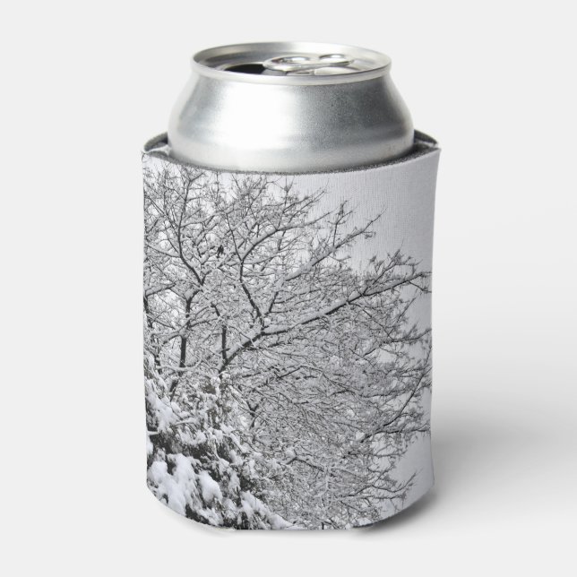 Snowy Winter Tree Branches Can Cooler (Can Front)