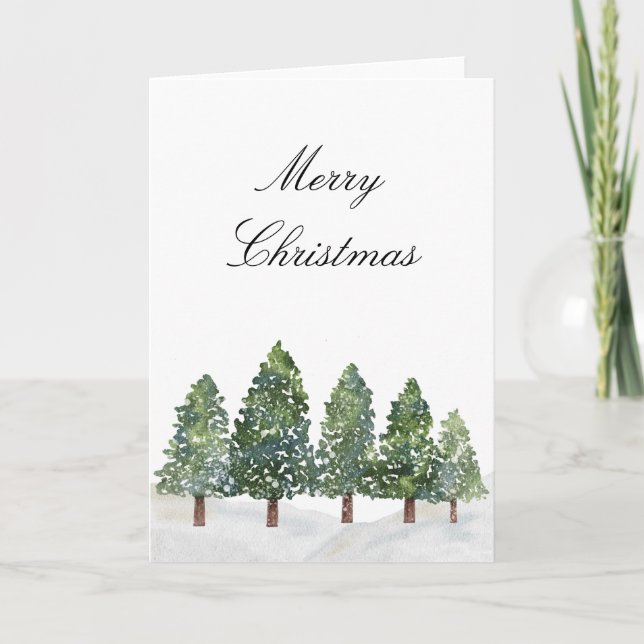 Snowy Winter Trees - Merry Christmas Holiday Card (Front)