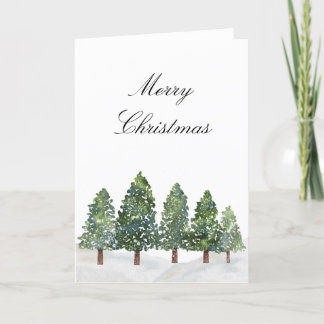 Snowy Winter Trees - Merry Christmas Holiday Card