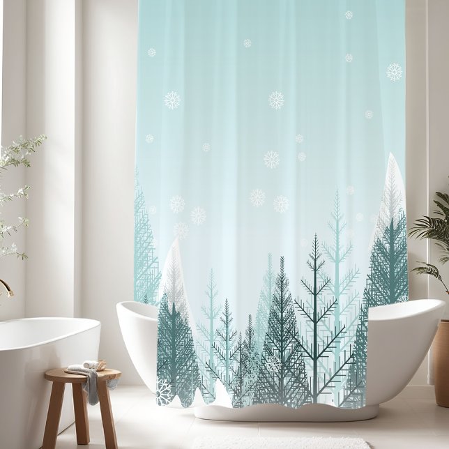 Snowy Winter Trees Shower Curtain (Creator Uploaded)