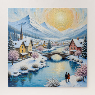 Snowy Winter Village by Golden Sun Jigsaw Puzzle