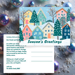 Snowy Winter Village Holiday Christmas CUSTOM Postcard