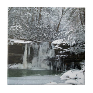 Snowy Winter Waterfall Tile