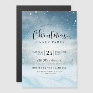 Snowy Winter Wonderland Christmas Dinner Party Magnetic Invitation