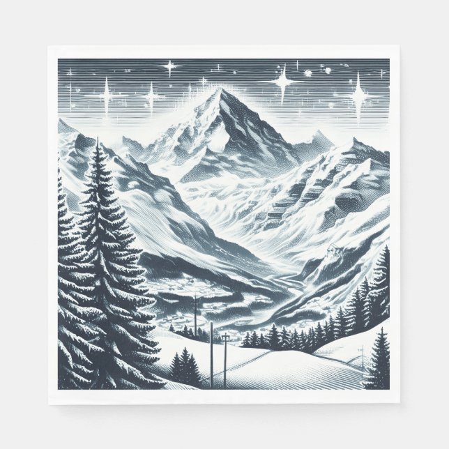 Snowy winter wonderland napkin (Front)
