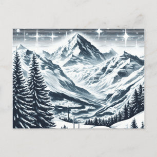 Snowy winter wonderland postcard