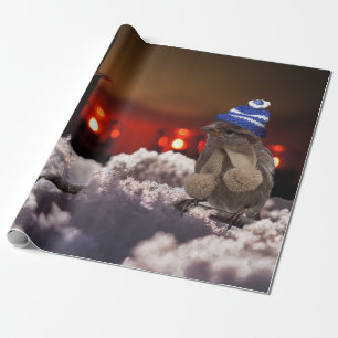 snowy winter wonderland scene wrapping paper