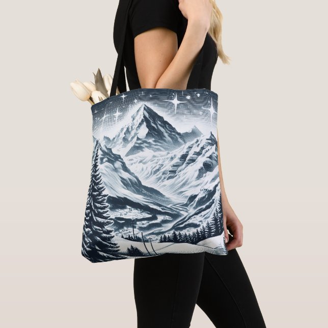 Snowy winter wonderland tote bag (Close Up)