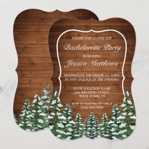 Snowy Wood & Forest Country Bachelorette Party Invitation
