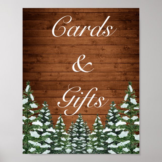 Snowy Wood & Forest Country Cards Gifts Wedding Poster (Front)