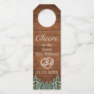 Snowy Wood & Forest Country Cheers Bridal Shower Bottle Tag