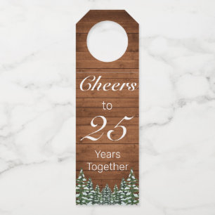 Snowy Wood & Forest Country Pine Anniversary Bottle Tag