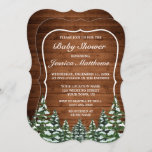 Snowy Wood & Forest Country Pine Baby Shower Invitation<br><div class="desc">Baby shower invitation. Rustic brown wood,  snowing background and snowy forest. Cosy vintage country style. More items are available in this style in our store. You can edit the design further,  change colours,  fonts and add extra text by clicking "customise further" link.</div>