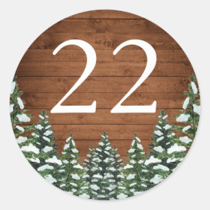 Snowy Wood & Forest Country Pine Birthday Age Classic Round Sticker