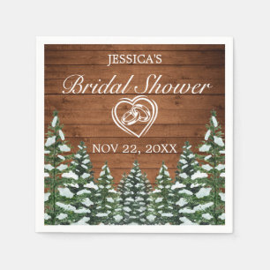 Snowy Wood & Forest Country Pine Bridal Shower Napkin