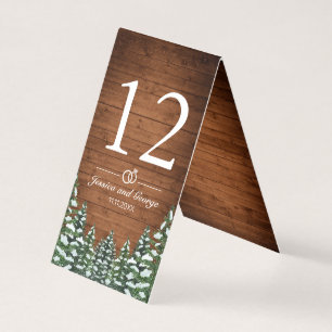 Snowy Wood & Forest Country Pine Table Number Card