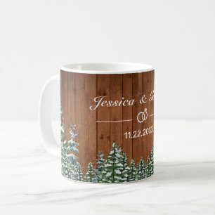 Snowy Wood & Forest Country Pine Wedding Coffee Mug