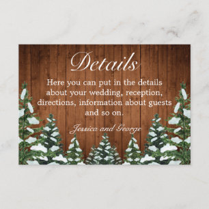 Snowy Wood & Forest Country Pine Wedding Details Enclosure Card