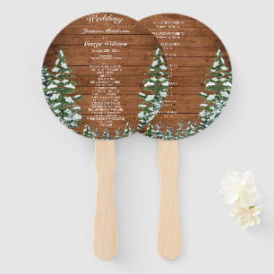 Snowy Wood & Forest Country Pine Wedding Hand Fan