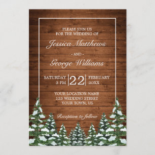 Snowy Wood & Forest Country Pine Wedding Invitation