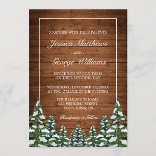 Snowy Wood & Forest Country Pine Wedding Invitation