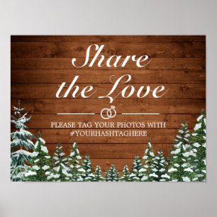 Snowy Wood & Forest Country Pine Wedding Sign