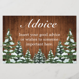 Snowy Wood & Forest Country Wedding Advice Card
