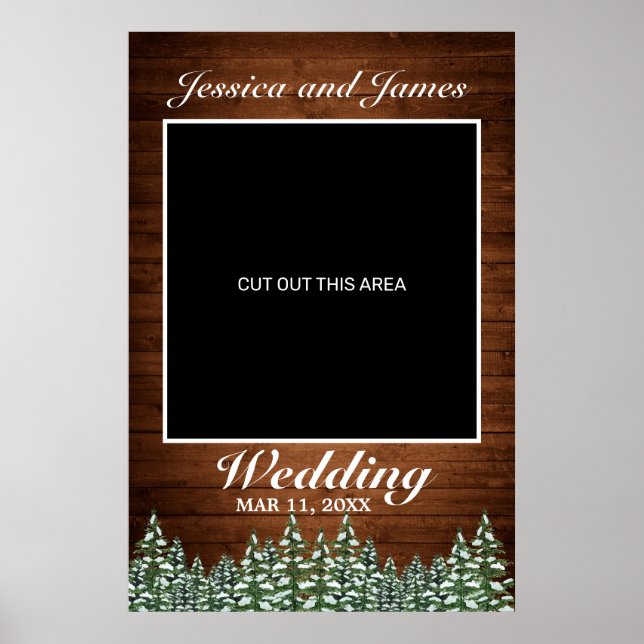 Snowy Wood & Forest Country Weddings Photo Prop Poster (Front)