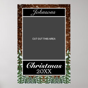Snowy Wood & Forest Merry Christmas Photo Prop Poster
