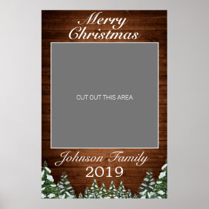 Snowy Wood & Forest Merry Christmas Photo Prop Poster