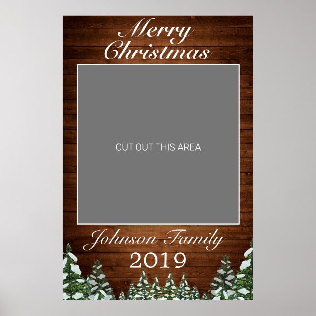 Snowy Wood & Forest Merry Christmas Photo Prop Poster (Front)