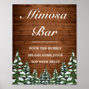Snowy Wood & Forest Pines Mimosa Bar Wedding Sign