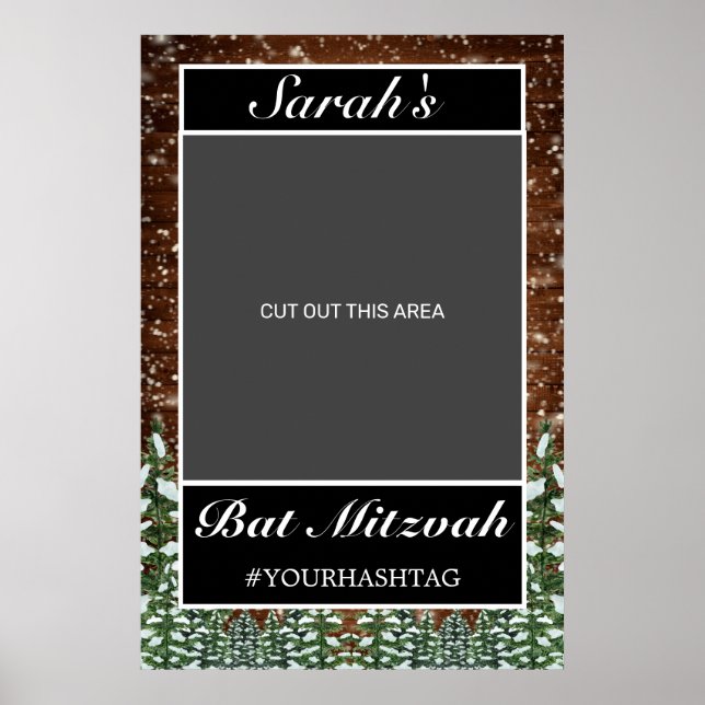 Snowy Wood & Forest Rural Bat Mitzvah Photo Prop Poster (Front)