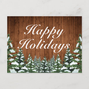 Snowy Wood & Forest Rural Happy Holidays Greeting Announcement Postcard