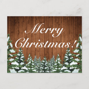 Snowy Wood & Forest Rural Merry Christmas Greeting Announcement Postcard
