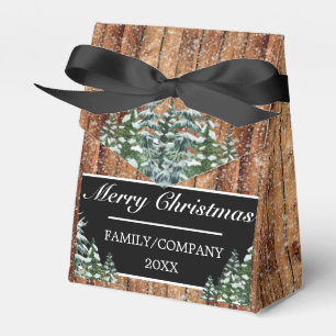 Snowy Wood Forest Rural Merry Christmas Snow Flake Favour Box