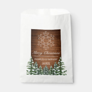 Snowy Wood Forest Rural Merry Christmas Snowflake Favour Bags