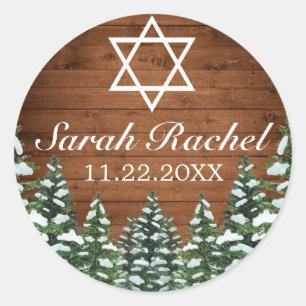 Snowy Wood & Forest Rural Pine Bar Bat Mitzvah Classic Round Sticker