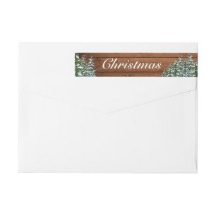 Snowy Wood & Forest Rural Pine Merry Christmas Wrap Around Label