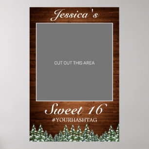 Snowy Wood & Forest Rural Pine Sweet 16 Photo Prop Poster