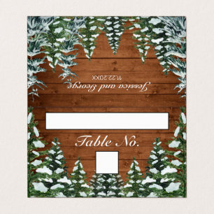 Snowy Wood & Forest Table Number and Name Card