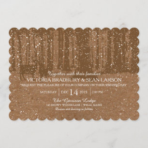 Snowy Woodland and Deers Wedding Invitation
